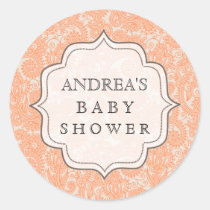 Peach Baby Shower Dessert Table Tag Label Sticker