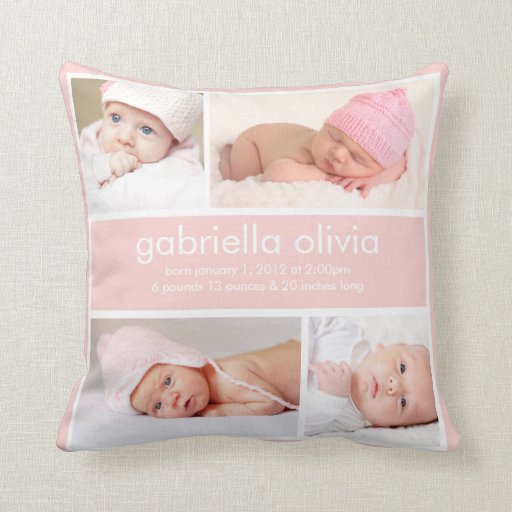 peach birth announcement throw pillow zazzle peach birth announcement throw pillow zazzle
