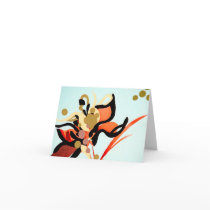 Peach Blooms Over Blue Greeting Card