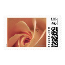 Peach Blush Rose & Heart Wedding Flowers Stamps