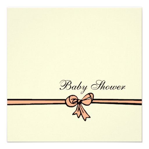 Peach Bow-Baby Shower Personalized Invitation