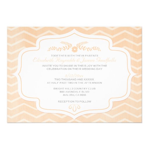 Peach Chevron Wedding Invitations