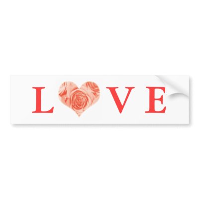Peach Coral Rose Heart Love Bumper Sticker by BestCards