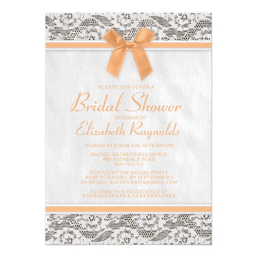 Peach Country Lace Bridal Shower Invitations