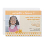 Peach Daisy Floral Birthday Invitation