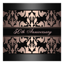 Peach Damask Design Wedding Anniversary Invite invitations
