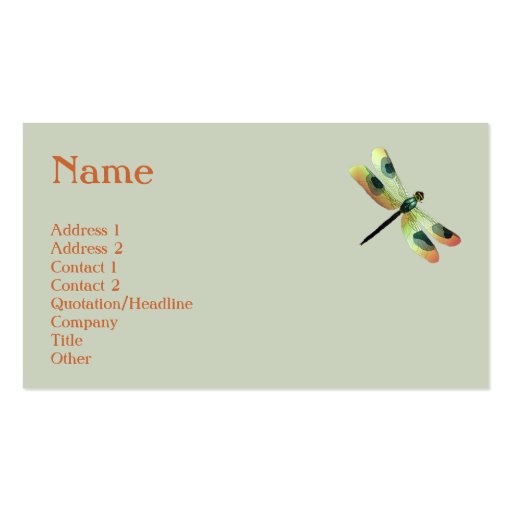 Peach Dragonfly Profile Card Business Card (front side)