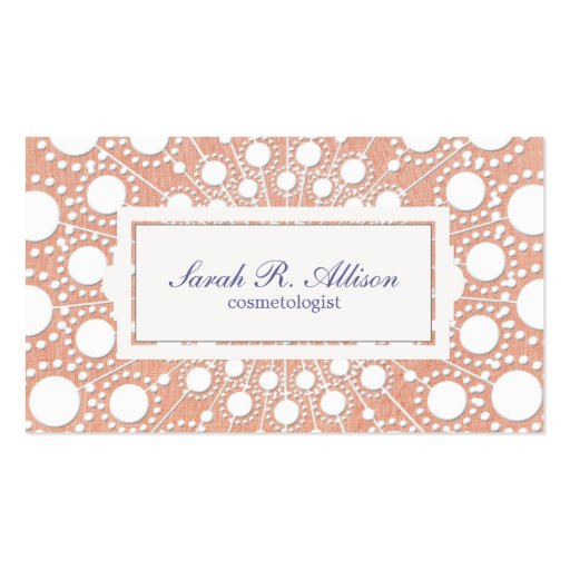 Peach Embossed and Linen Look Beauty Business Card Template