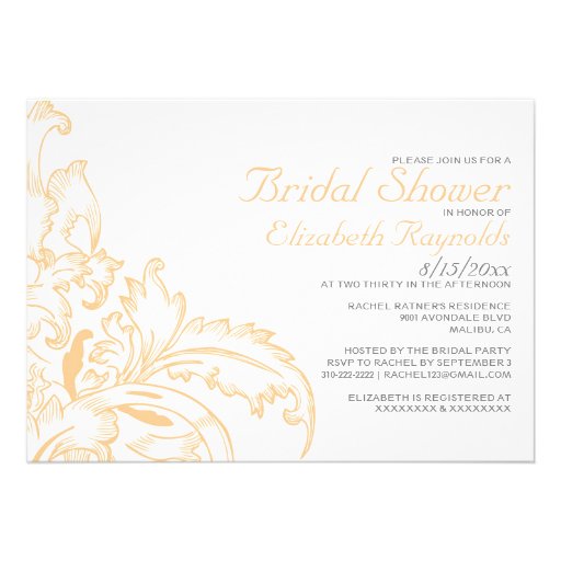 Peach Flourish Bridal Shower Invitations