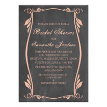 Peach Flourish Chalkboard Bridal Shower Invite invitations