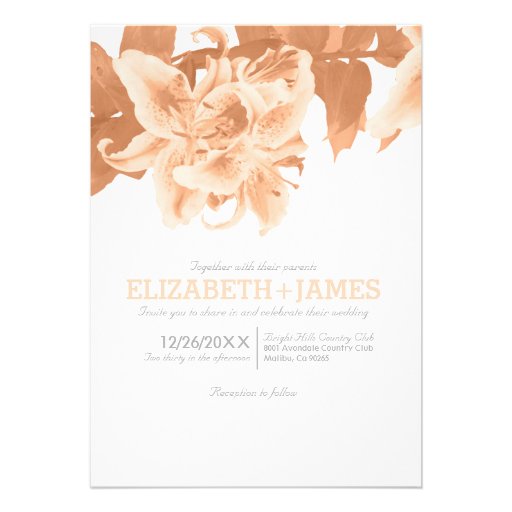 Peach Flower Wedding Invitations