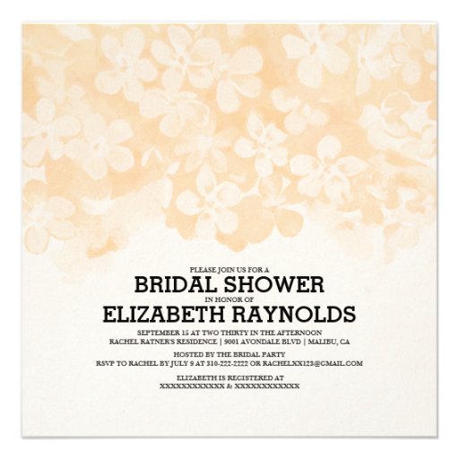 Peach Flowers Bridal Shower Invitations