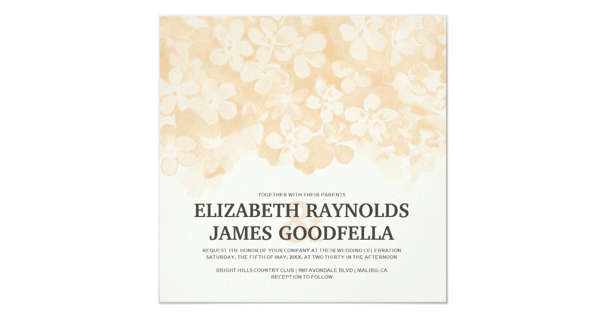 Peach Flowers Wedding Invitations Zazzle