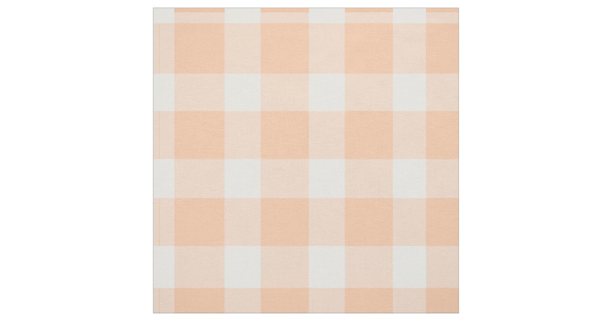 Peach Gingham Fabric Zazzle
