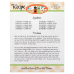 Peach gingham retro kitchen recipe binder inser... personalized letterhead