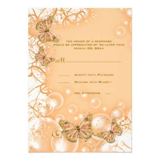 Peach gold wedding engagement anniversary personalized invites