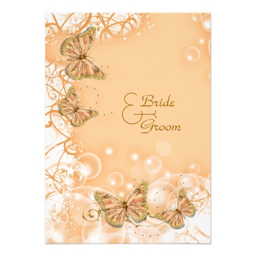 Peach gold wedding engagement anniversary personalized invites