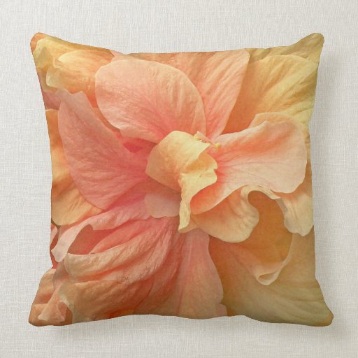 Peach Hibiscus American Mojo Accent Pillow
