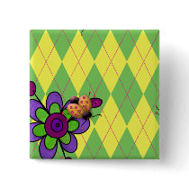 Peach Ladybug Button by Hafapea Peach Ladybug Button