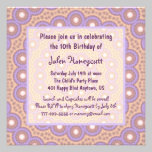 Peach & Lilac Circles Birthday Party Invitation invitations
