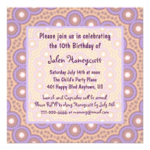 Peach & Lilac Circles Birthday Party Invitation