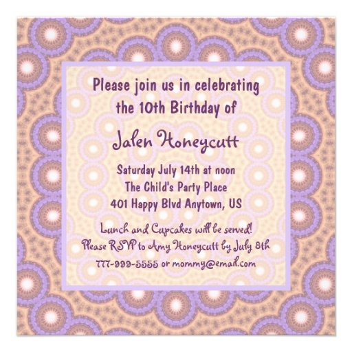 Peach & Lilac Circles Birthday Party Invitation