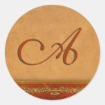 Peach monogram - customize your own round stickers