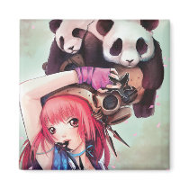 Peach Ninja Pandas Magnet