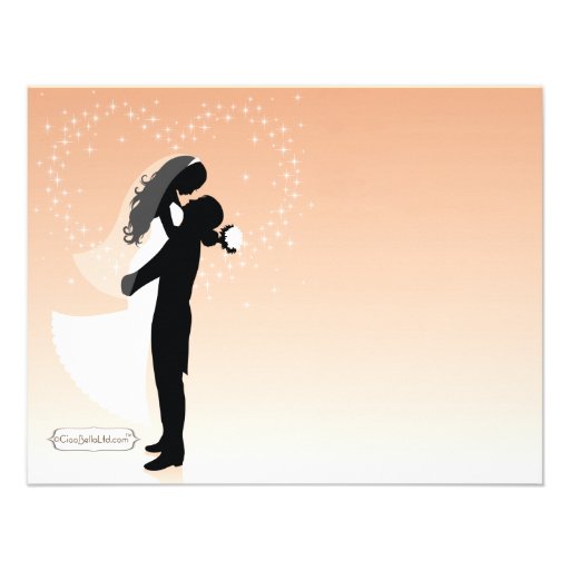 Peach Ombre Silhouette Formal Shower Invitation