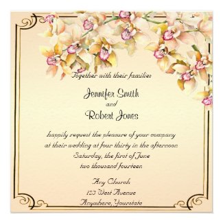 Peach Orchid Watercolor Posh Wedding Personalized Invites