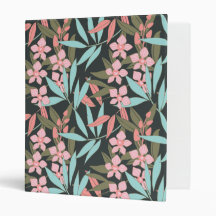 Peach Orchids and Turquoise Leaves Large Binder