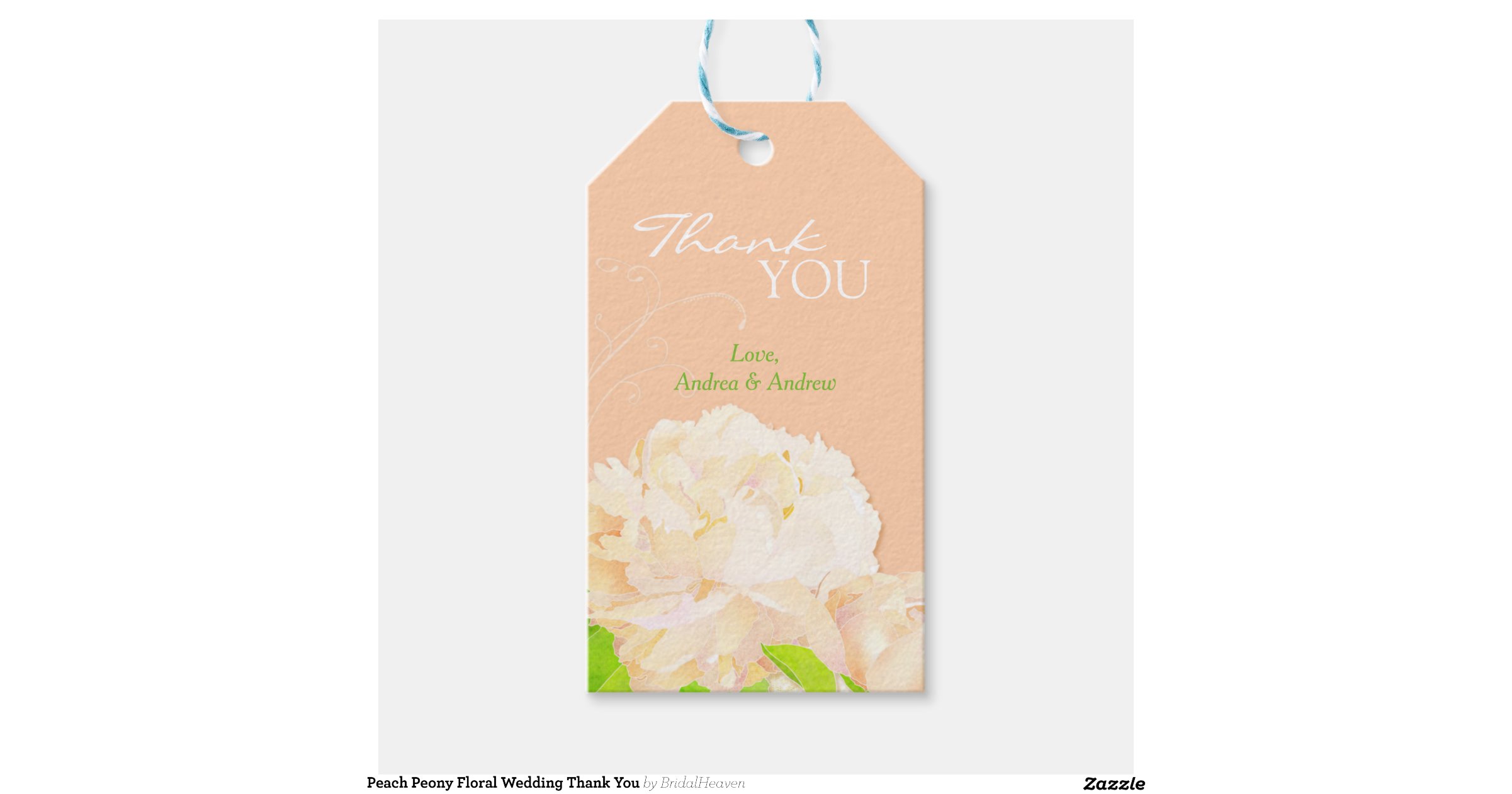 Peach Peony Wedding or Bridal Shower Thank You Tag Pack Of Gift Tags ...