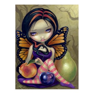 Peach, Plum, Pear Art Print fantasy fruit fairy print