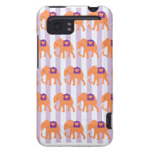 Peach Purple Elephants Hearts on Purple Stripes HTC Vivid Cases