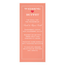 Peach & Red Heart Wedding Buffet Menu invitations