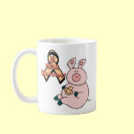 peach ribbon pig mugs