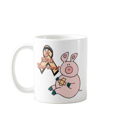 peach ribbon pig mugs Zazzle_mug
