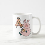 peach ribbon pig mugs