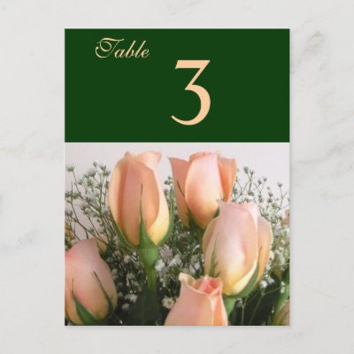 Peach Rose Bouquet Table Number Card Post Card