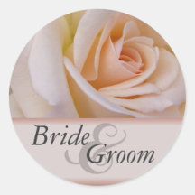 Peach rose stickers for bride and groom