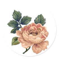 Peach Rose - Vintage Makeover. Round Sticker