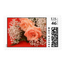 Peach Roses and Baby's Breath postage