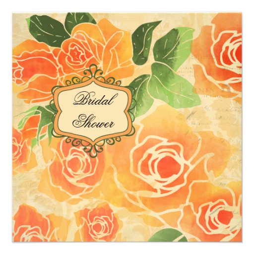 Peach Roses Bridal Shower Invitation