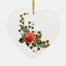 Peach Roses Christmas Ornaments