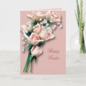 Peach Roses  Easter Card card