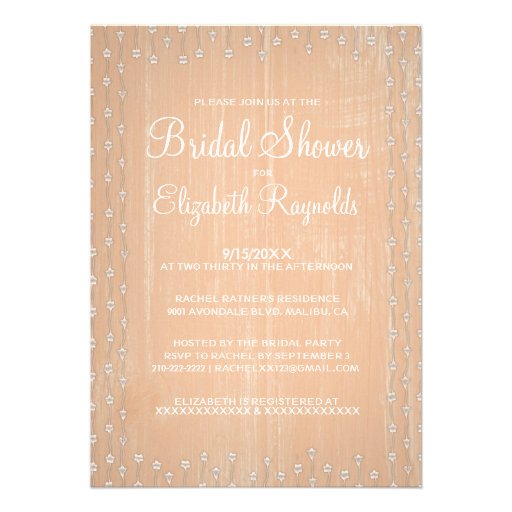 Peach Rustic Country Bridal Shower Invitations