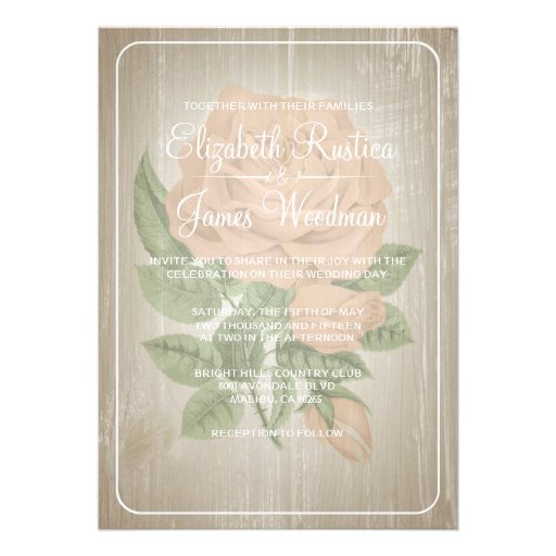Peach Rustic Floral Wedding Invitations