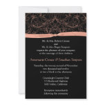 Peach Scrolls and Ribbon Wedding Invitation