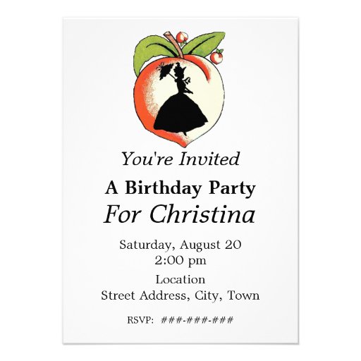Peach Silhouette Southern Bell Birthday Invitation