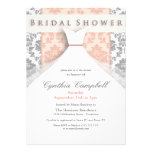 Peach/Silver Damask Bridal Shower Invitations